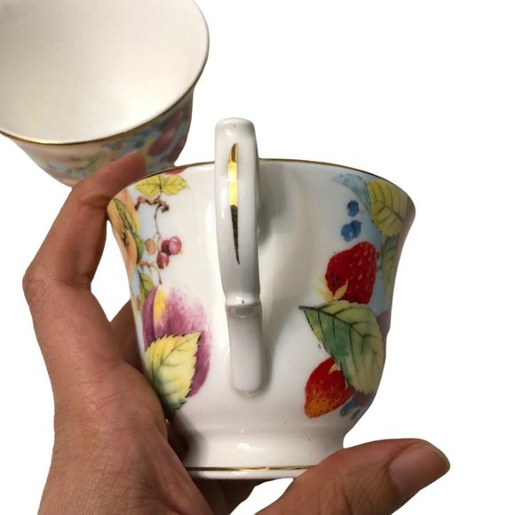 Duchess Fine English Bone China Fruit Pattern Gold Trim Tea Cups 3 Piece Art - Picture 4 of 9